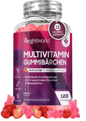 120-Count Adult Multivitamin Gummies: 14 Vitamins & Minerals, Strawberry Flavor