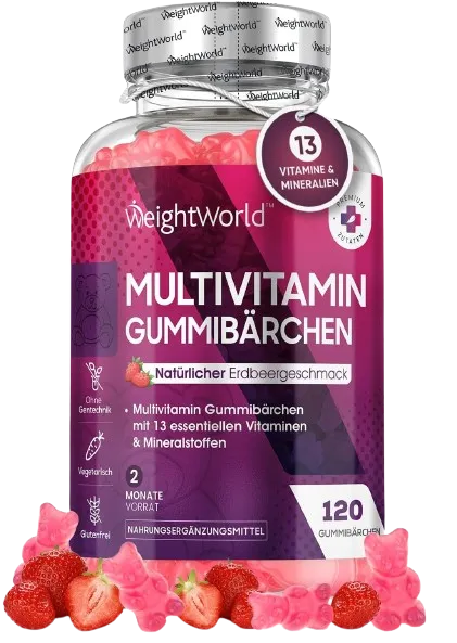 120-Count Adult Multivitamin Gummies: 14 Vitamins & Minerals, Strawberry Flavor