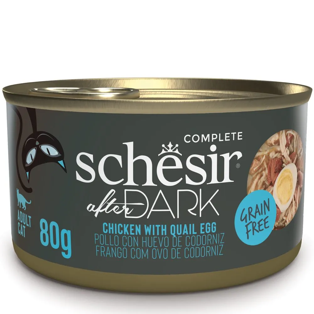 15% OFF: Schesir After Dark Chicken With Quail Egg in Broth Grain-Free Adult Canned Cat Food 80g