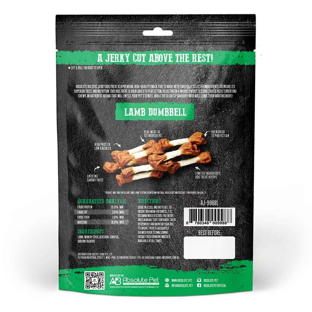 20% OFF: Absolute Holistic Lamb Dumbbell Grain Free Dog Treat 100g