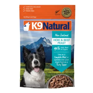 '25% OFF 500g (Exp 13Apr25)/BUNDLE DEAL': K9 Natural Hoki & Beef Feast Grain-Free Freeze-Dried Raw Dog Food