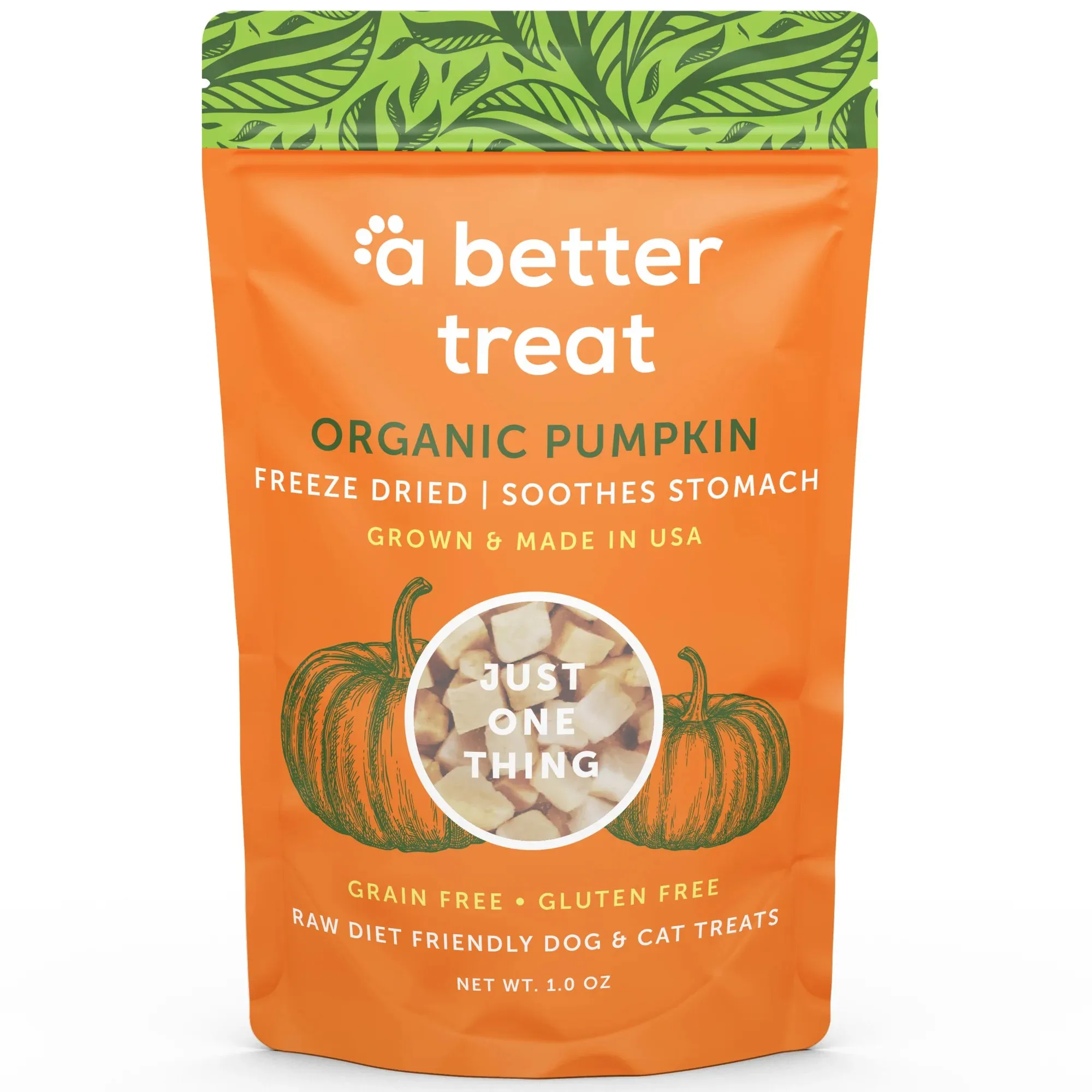 A Better Treat Freeze Dried Raw USDA Organic Pumpkin Dog and Cat Treats, 1-oz Bag