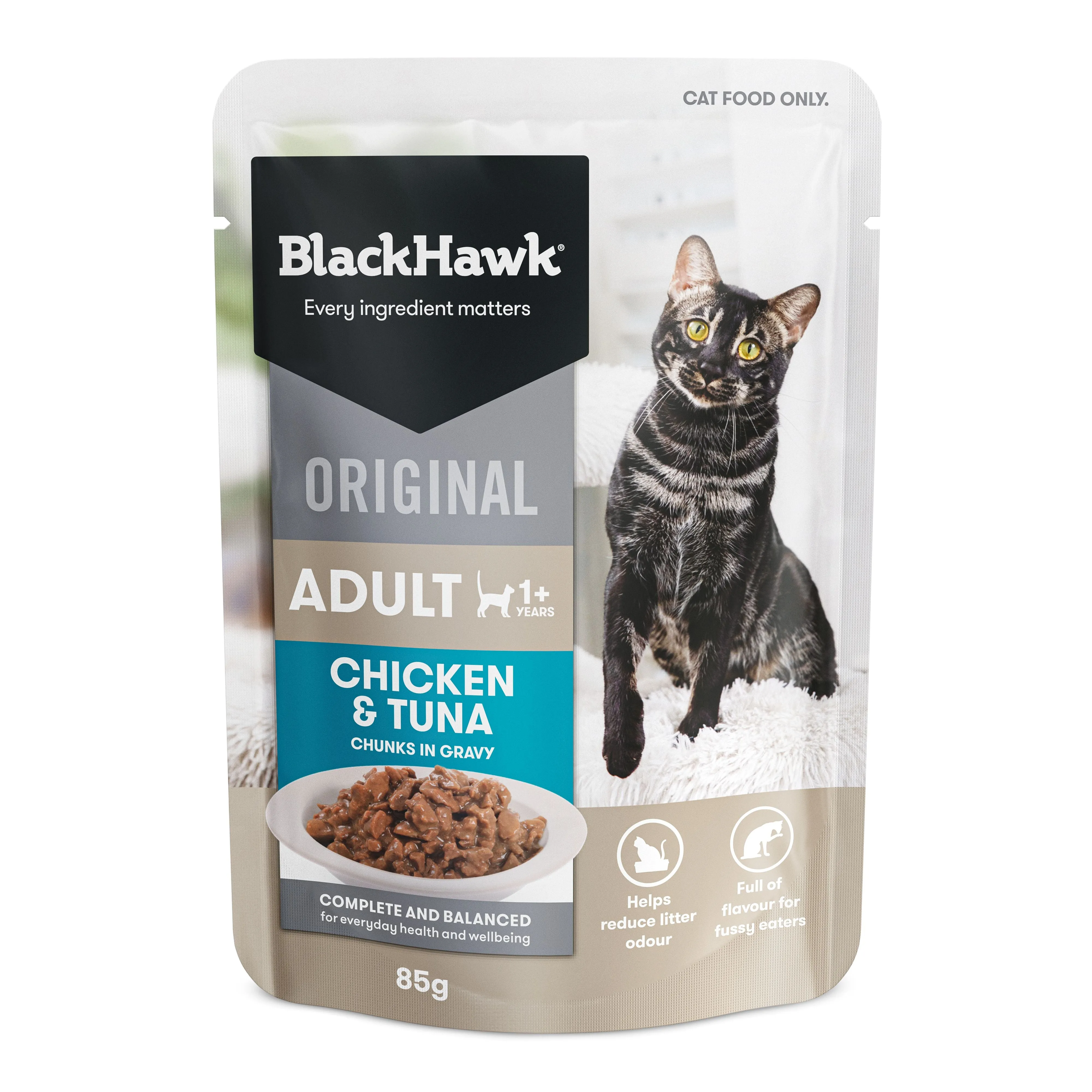 Black Hawk Chicken and Tuna in Gravy Cat Wet Food 85gx12^^^