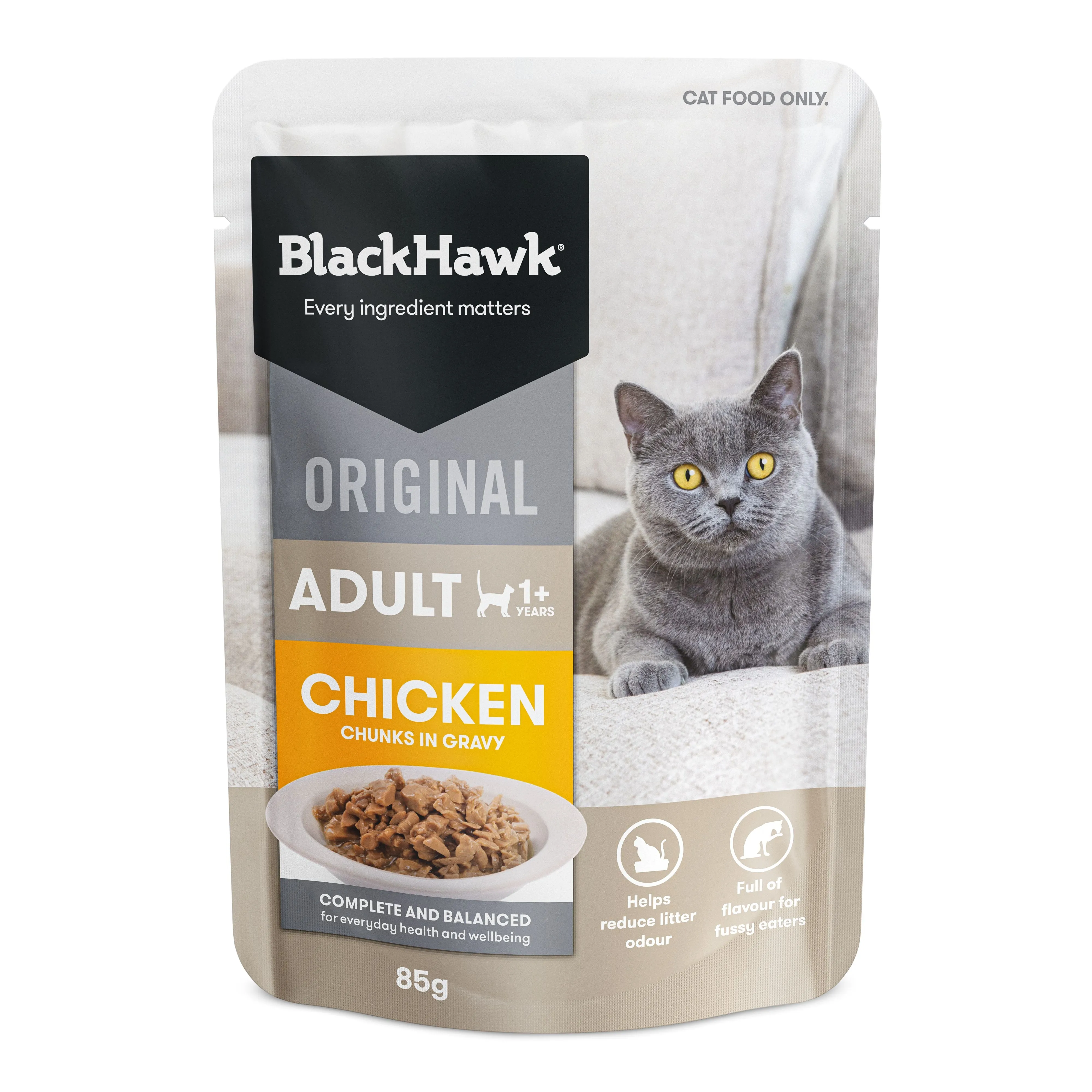 Black Hawk Chicken in Gravy Cat Wet Food 85gx12^^^