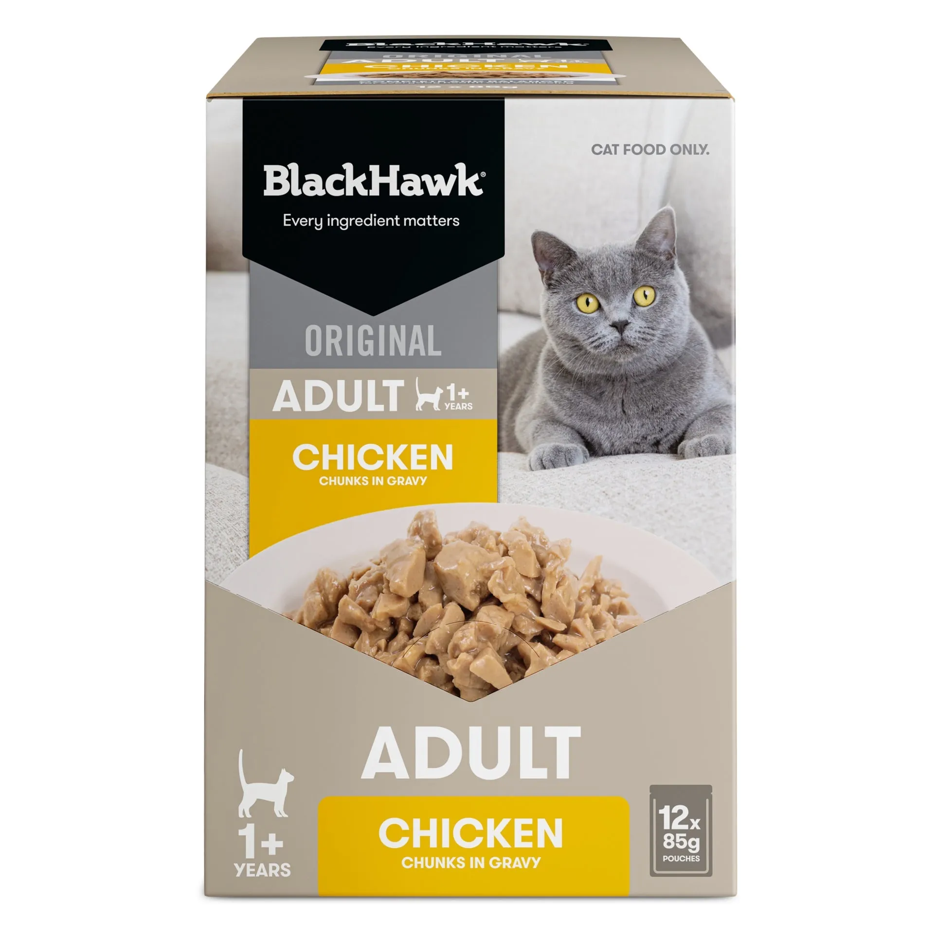 Black Hawk Chicken in Gravy Cat Wet Food 85gx12^^^