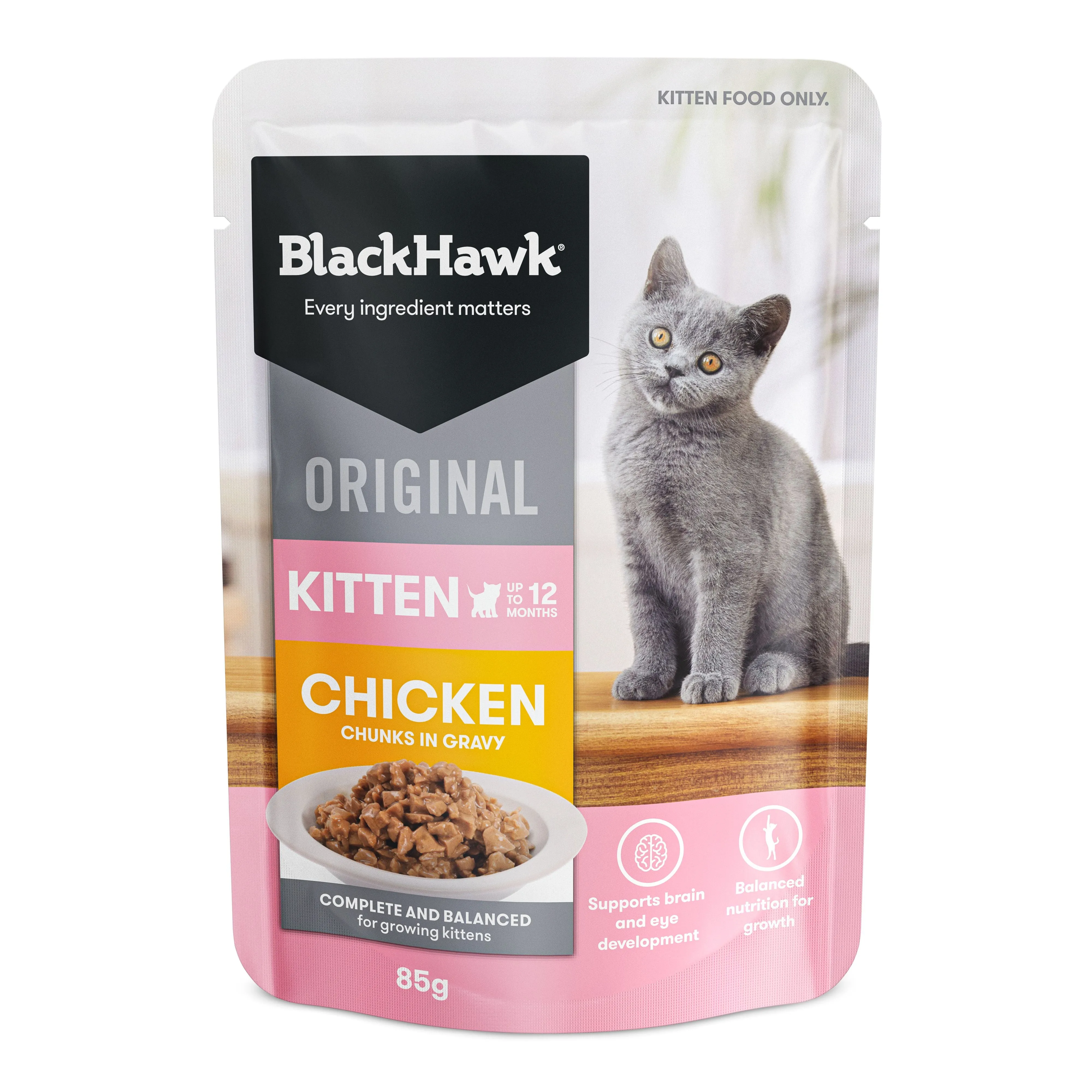 Black Hawk Chicken in Gravy Kitten Wet Food 85gx12^^^