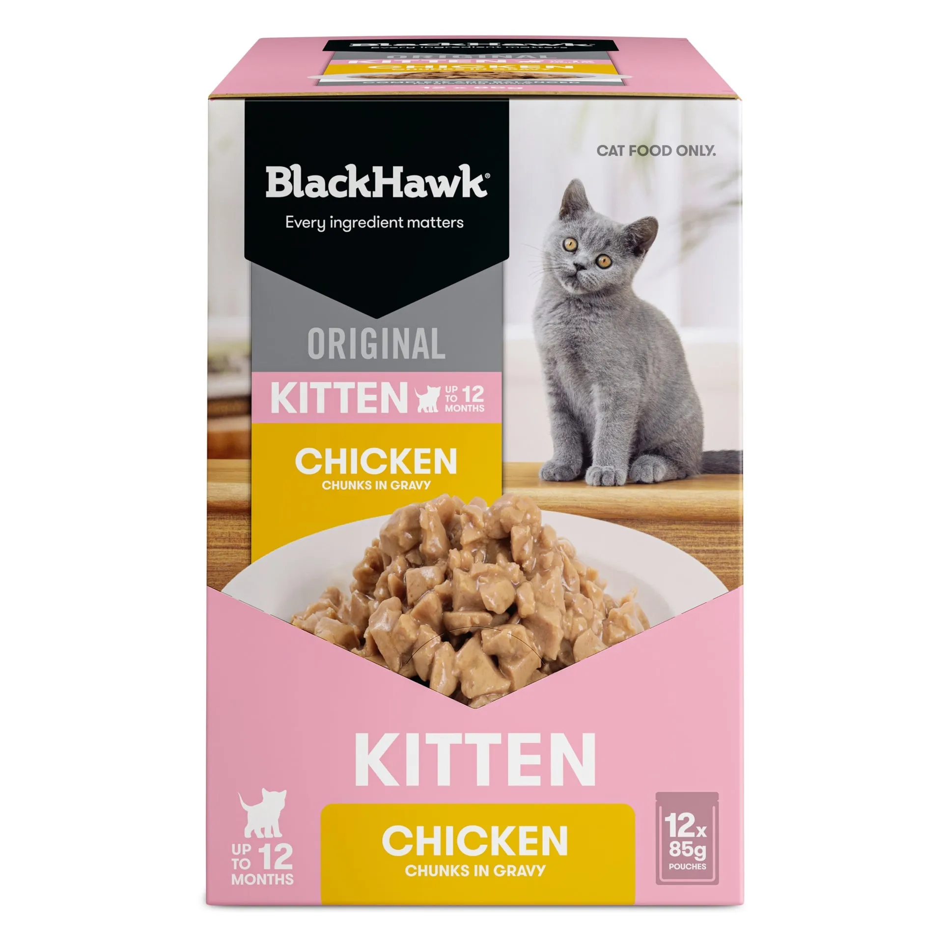 Black Hawk Chicken in Gravy Kitten Wet Food 85gx12^^^