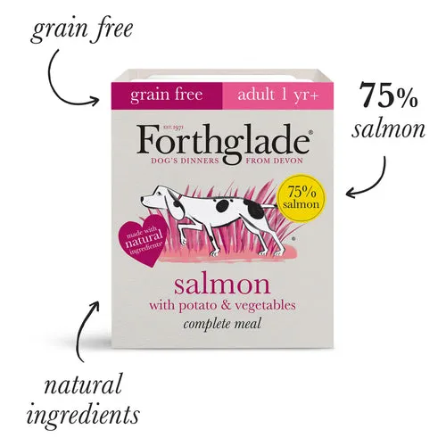 Forthglade | Grain Free Wet Natural Complete Dog Food Tray | Salmon & Vegetables - 395g