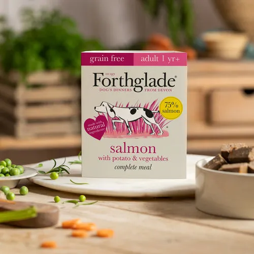 Forthglade | Grain Free Wet Natural Complete Dog Food Tray | Salmon & Vegetables - 395g