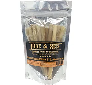 Hide & Seek Natural Twisted Stick Rawhide Dog Chews 15ct