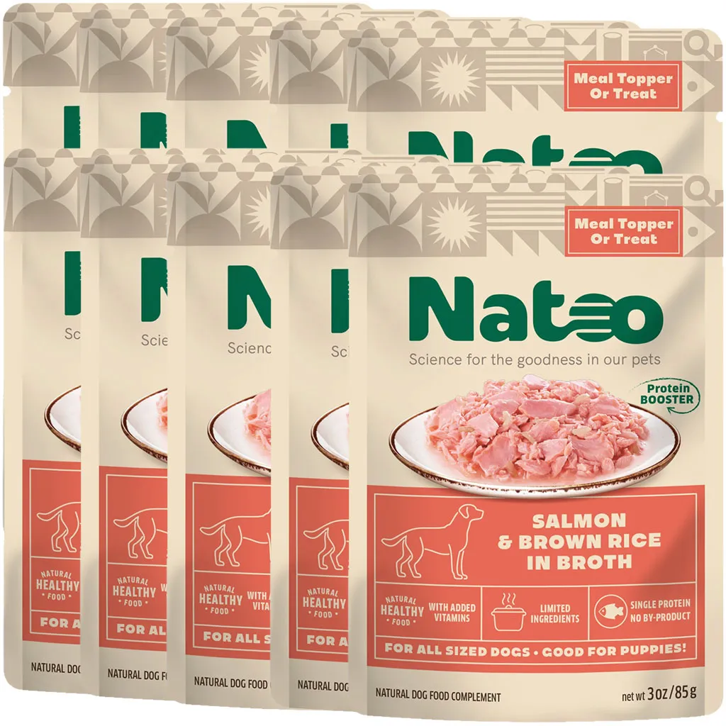 Natoo Meal Topper or Treat Salmon & Brown Rice in Broth Dog Food