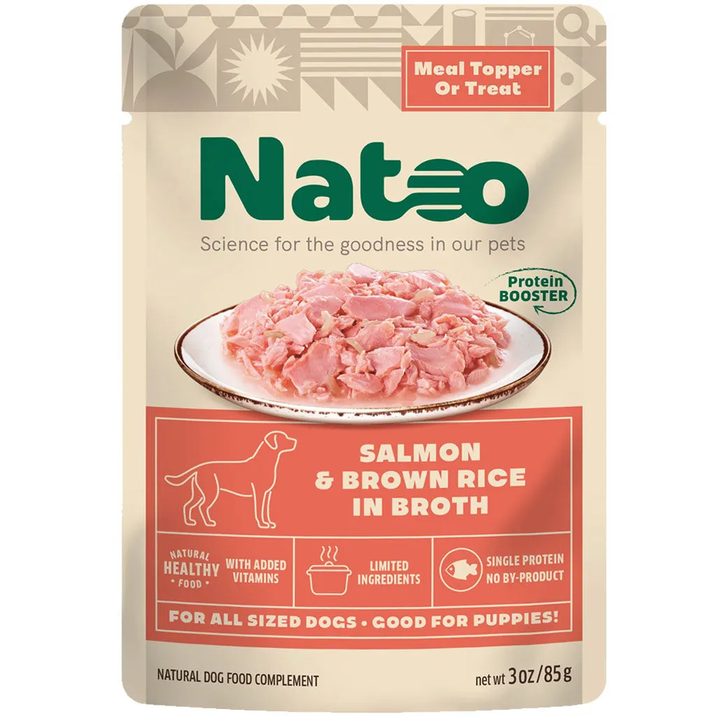 Natoo Meal Topper or Treat Salmon & Brown Rice in Broth Dog Food