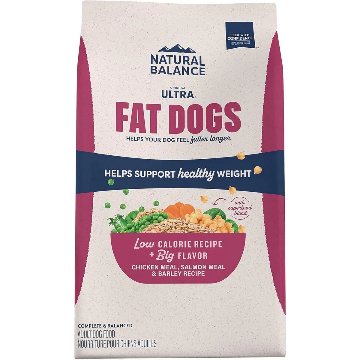 Natural Balance Fat Dogs Chicken Salmon Meal Recipe Low Calorie Dry Dog Food 4lb