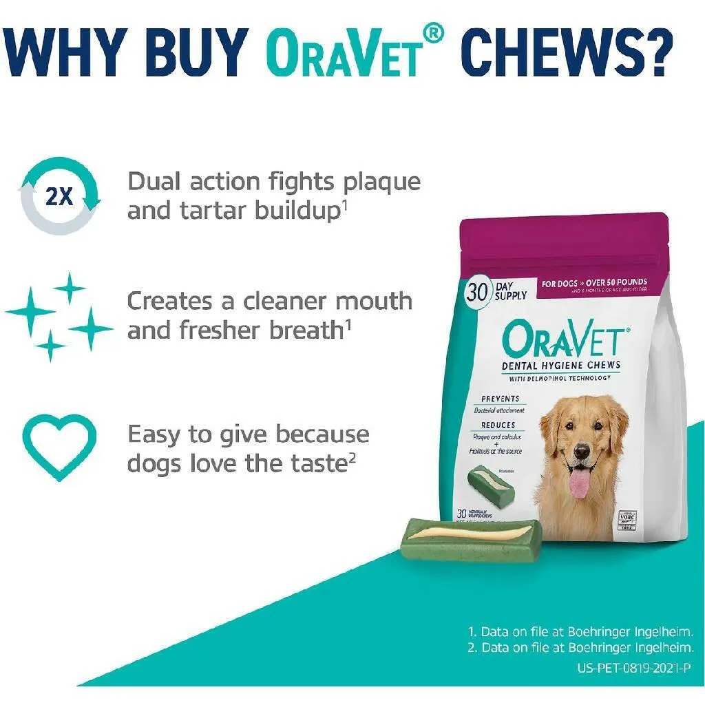 ORAVET Dental Hygiene Chews For Large Dogs over 50 lbs