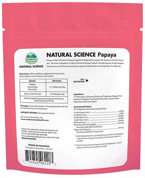 Oxbow Natural Science Papaya Support Digestive Health Small Animal Supplement