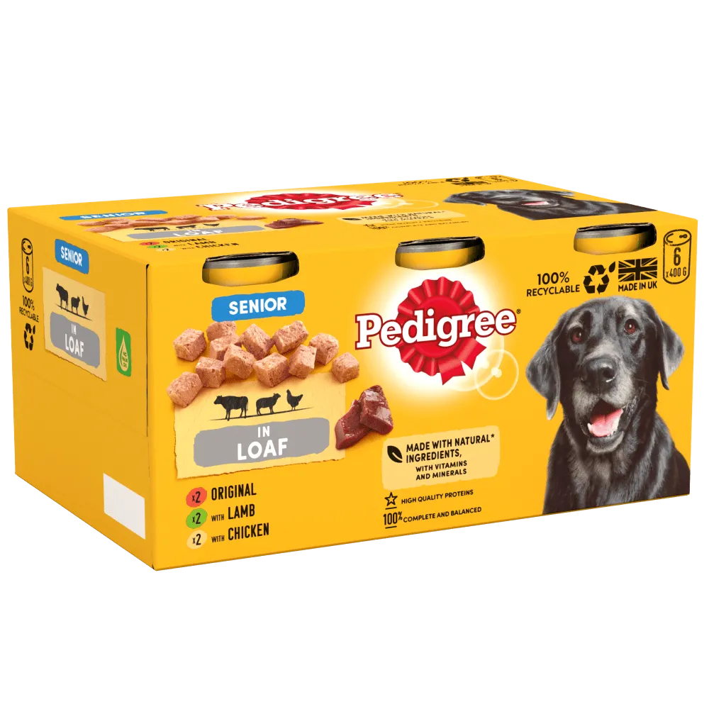 Pedigree | Senior Wet Dog Food Tins | Variety in Loaf - 6 x 400g