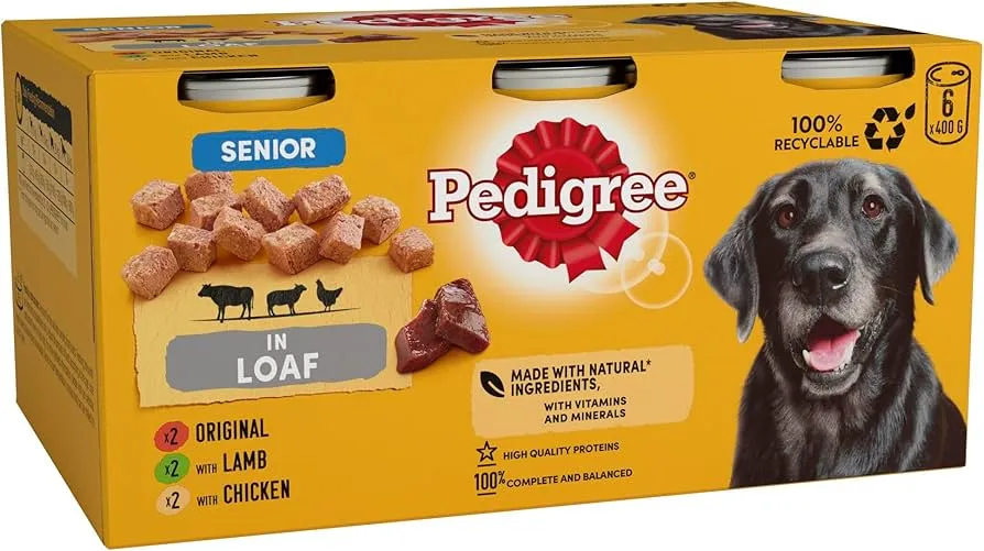 Pedigree | Senior Wet Dog Food Tins | Variety in Loaf - 6 x 400g