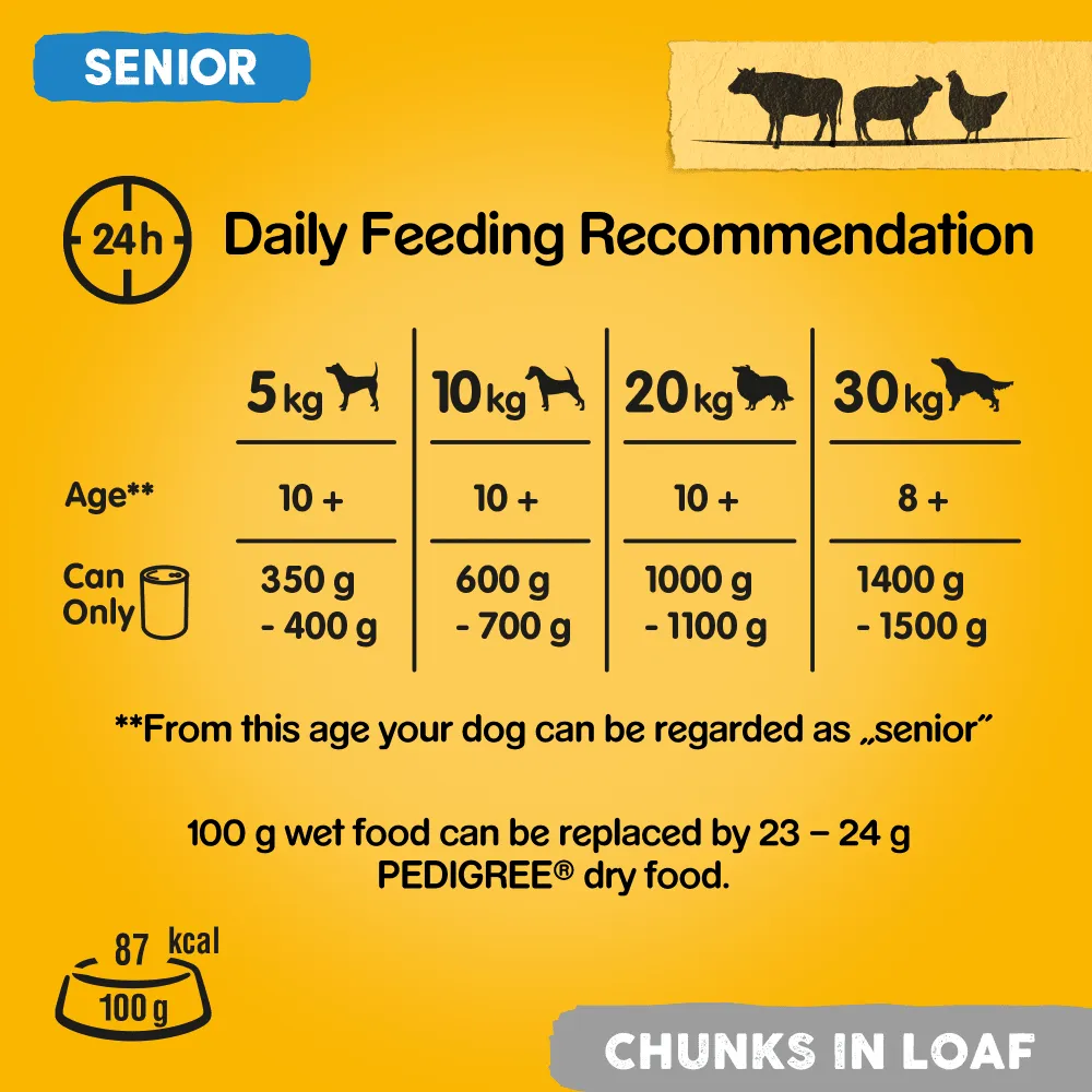 Pedigree | Senior Wet Dog Food Tins | Variety in Loaf - 6 x 400g