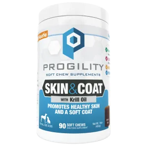 Progility Skin & Coat Soft Chew Supplements for Dogs | Promotes Healthy Skin and A Soft Coat