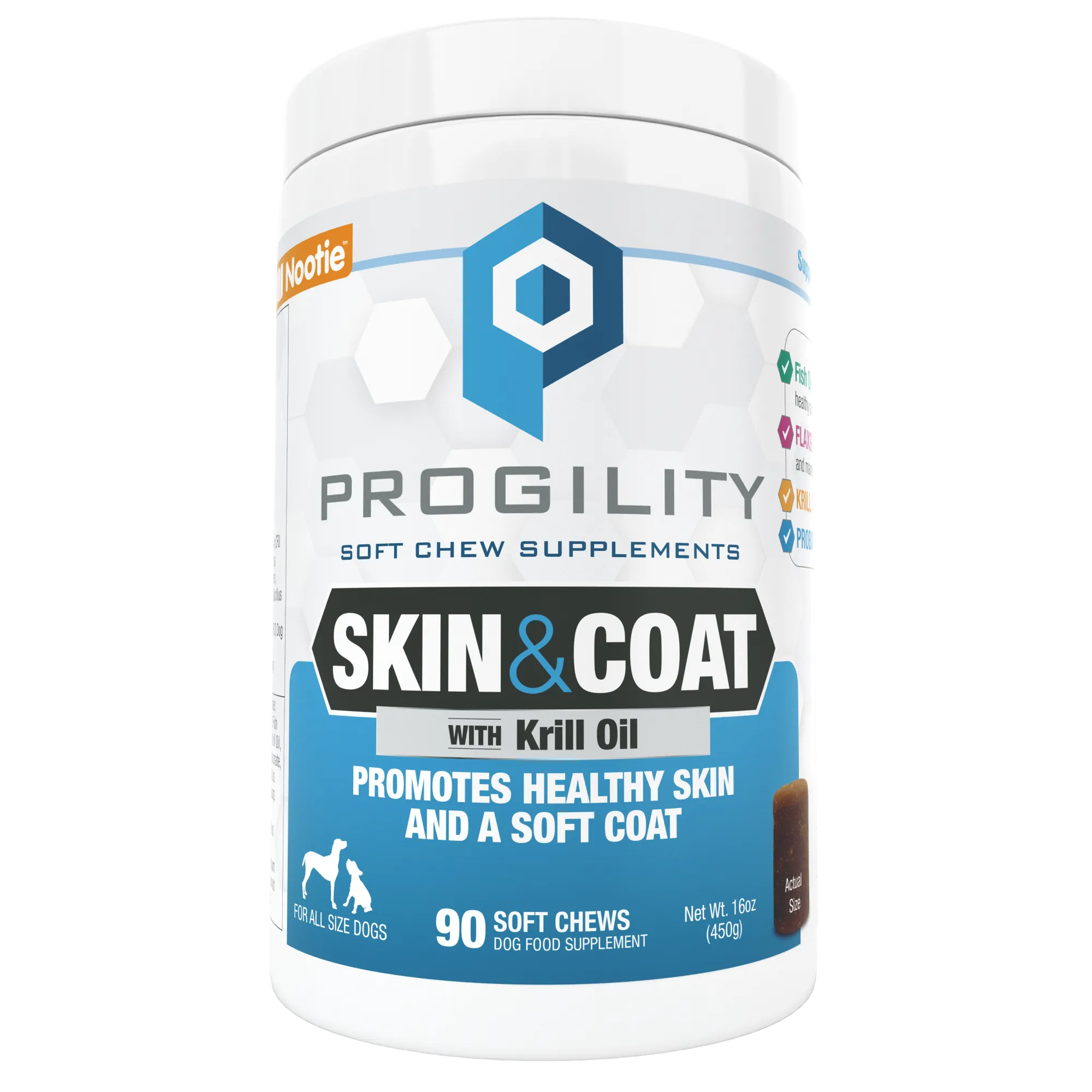 Progility Skin & Coat Soft Chew Supplements for Dogs | Promotes Healthy Skin and A Soft Coat