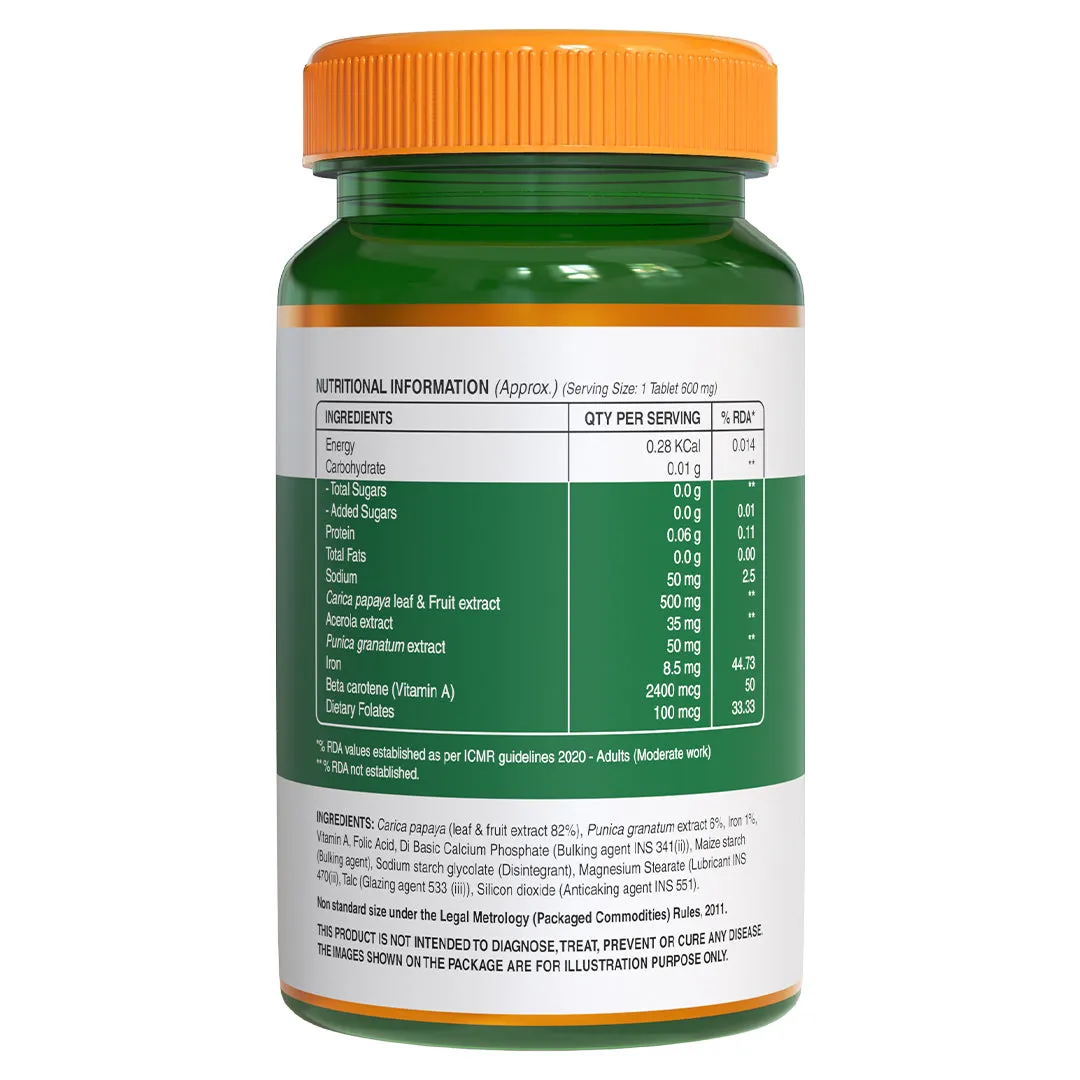 Pure Nutrition Papaya Fruit and Leaf Extract- 60 Tablets