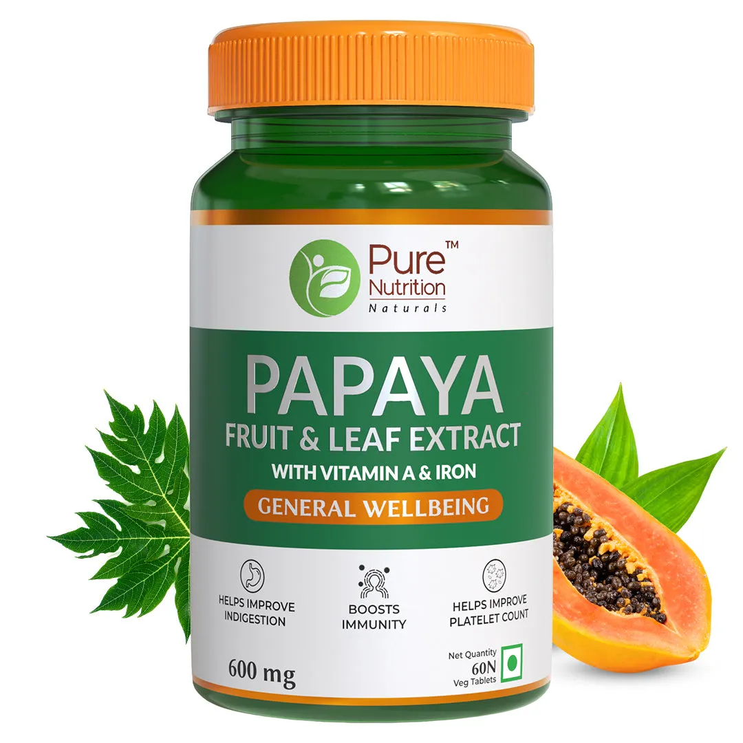 Pure Nutrition Papaya Fruit and Leaf Extract- 60 Tablets