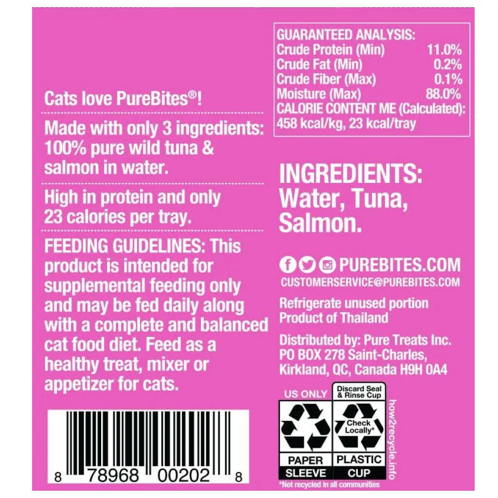 PureBites Mixers Wild Skipjack Tuna & Wild Alaskan Salmon Food Topper for Cats (1.76 ozx 12-Pack)