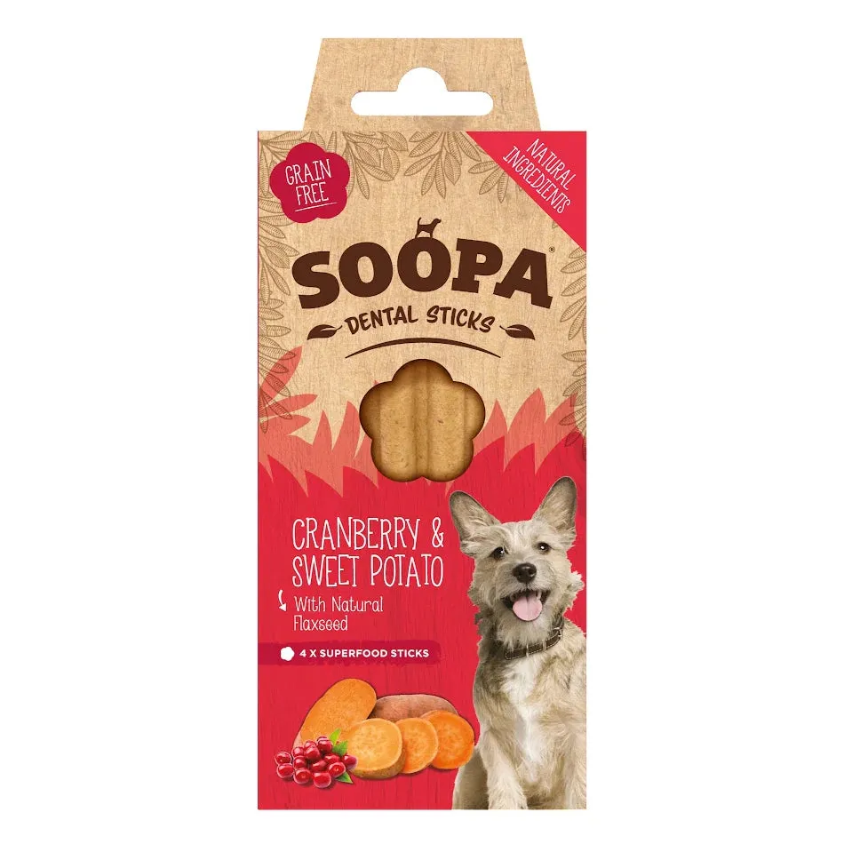 Soopa Dental Sticks Cranberry & Sweet Potato 4 Sticks 100g