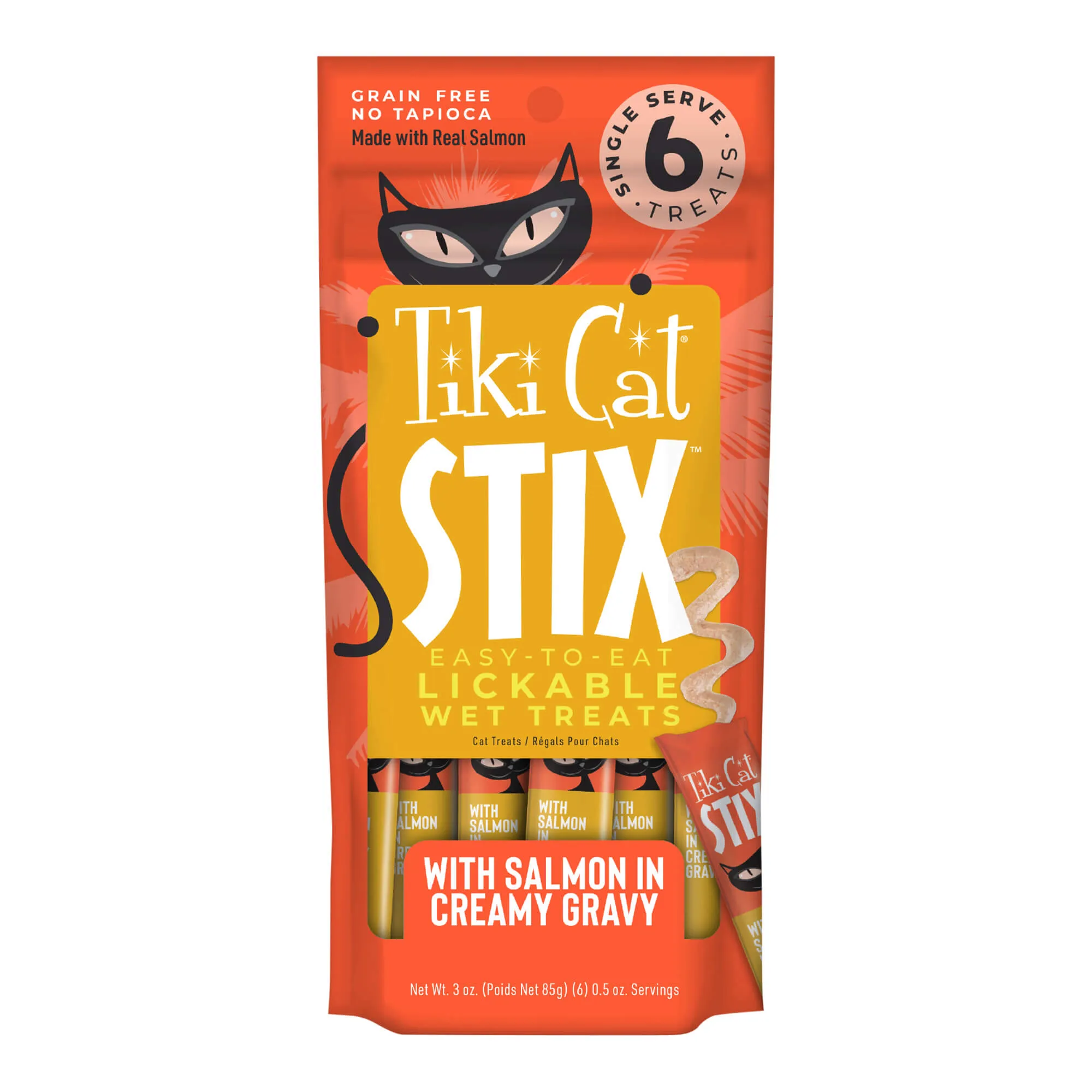 Tiki Cat Stix Wet Cat Treats, Salmon, Case of 12 (6 ct)