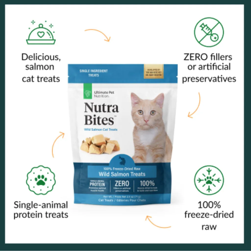 Ultimate Pet Nutrition Nutra Bites Freeze Dried Wild Salmon Cat Treats, 2.5-oz