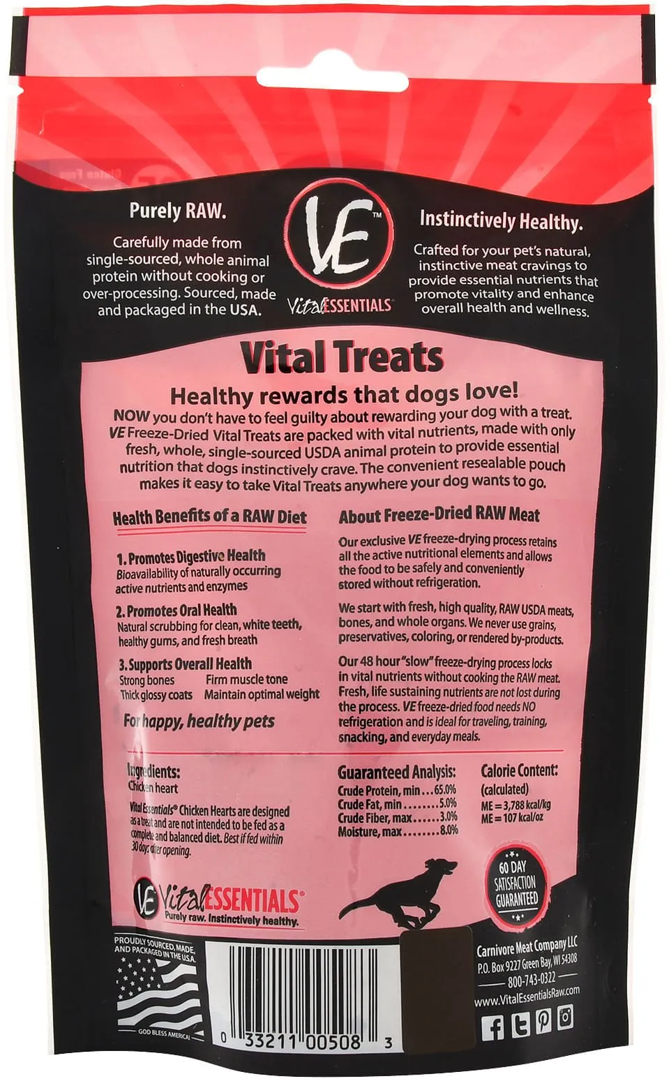 Vital Essentials Freeze-Dried Chicken Hearts Dog Treats